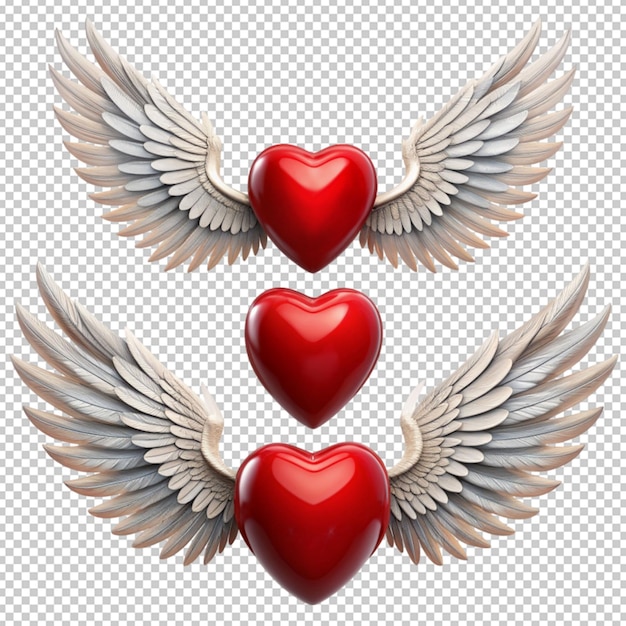 PSD a heart with wings on transperent back ground