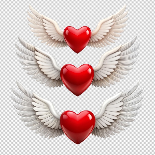 PSD a heart with wings on transperent back ground