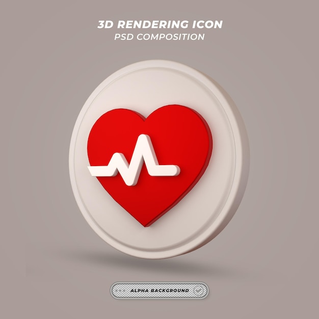 Heartbeat Icon in 3D Rendering