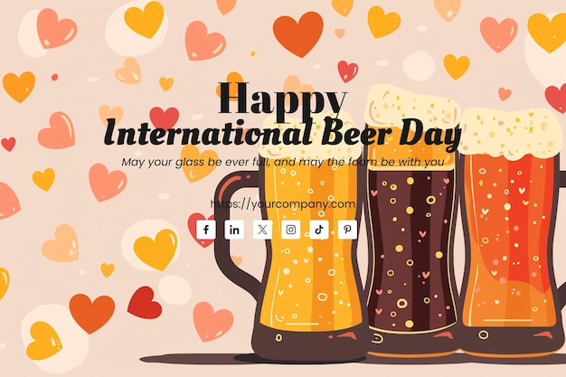 hearts and beers greeting card for International Beer Day