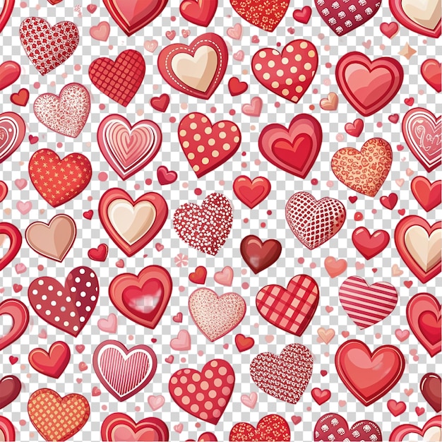 PSD hearts and flowers on transparent background