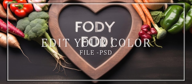 HeartShaped Chalkboard Surrounded by Fresh Vegetables