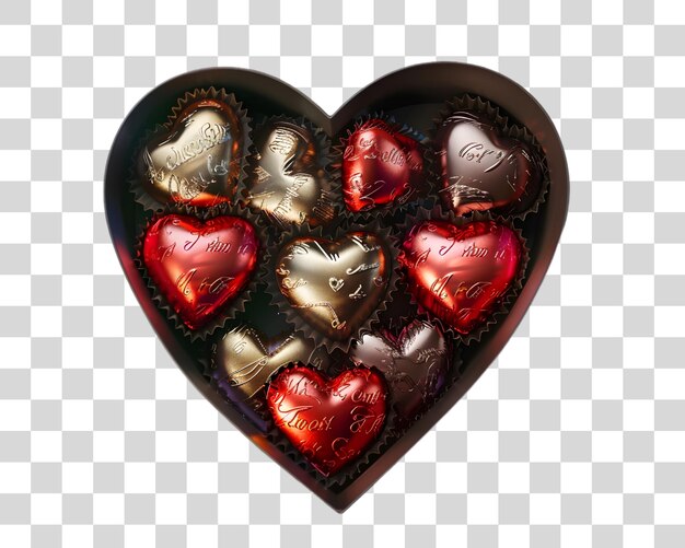 PSD heartshaped chocolate for valentines day on transparent background