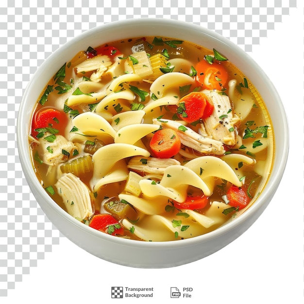 PSD hearty chicken noodle soup transparent background