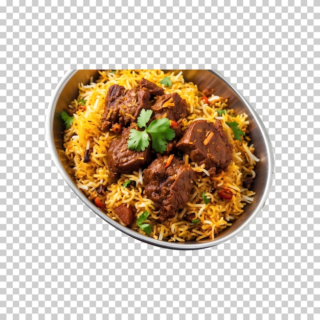 Hearty Meal Delicious Beef Biryani Isolated on a Transparent Background