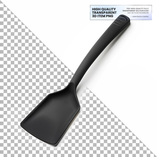 PSD heat resistant silicone spatula with flexibility on transparent background