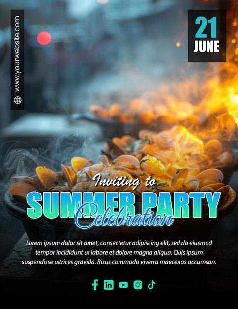 PSD heat up your summer editable party invitation flyer for a seasonal shindig