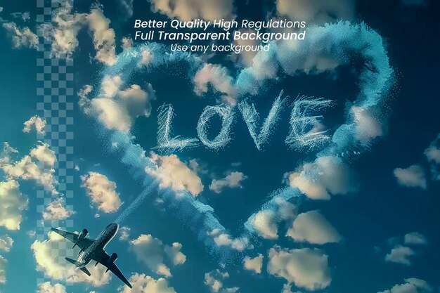 PSD heavenly affection love in the air atmosphere aglow on transparent background