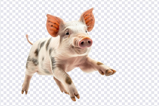 PSD a heavy weight pig jumping isolate transparent background