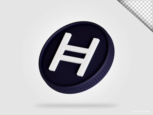 Hedera hbar cryptocurrency coin 3d rendering isolated