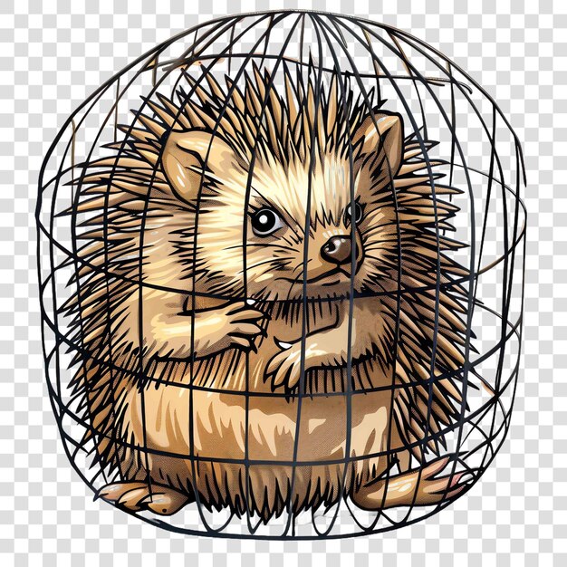 PSD hedgehog cage transparent background watercolor cliparton transparent background