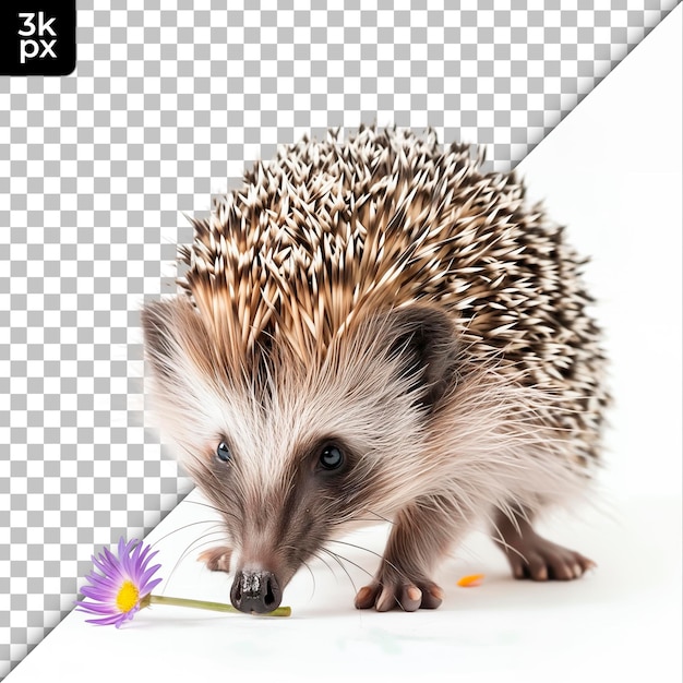 a hedgehog is eating a flower from its mouth