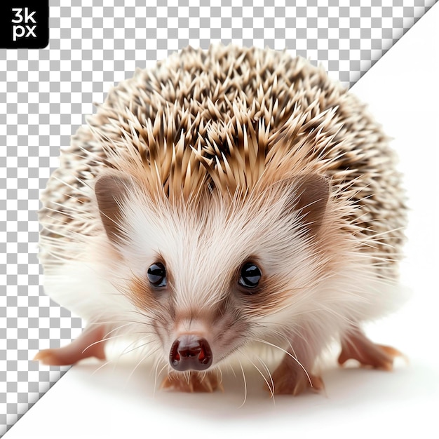 a hedgehog is sitting on a white surface with a black background