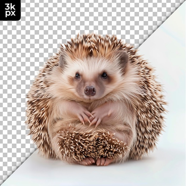 a hedgehog sits in front of a black and white background