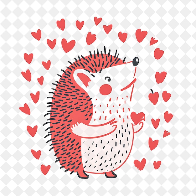 a hedgehog with hearts on the background