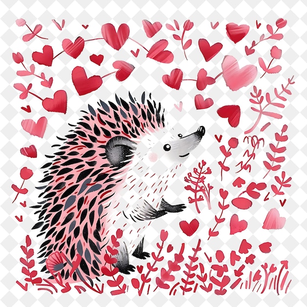 a hedgehog with hearts and hearts on it