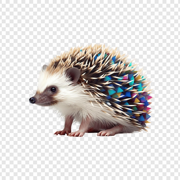 a hedgehog with multicolored stripes on its face