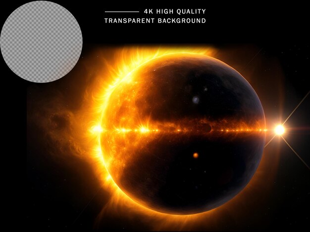 PSD heliosphere planet and fire flame transparent background