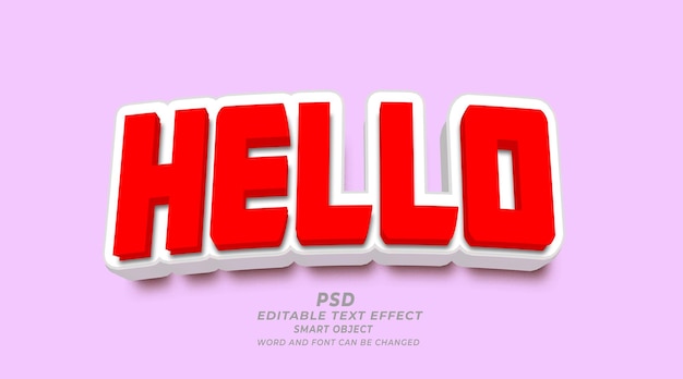 Hello 3D Editable Text Effect Photoshop PSD Template