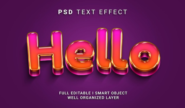 Hello 3d style psd text effect