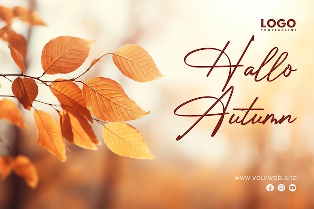 PSD hello autumn social media post poster design