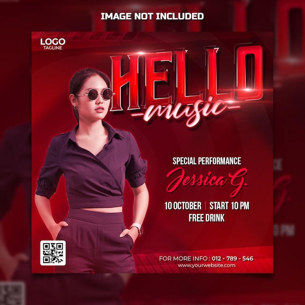 Hello music psd post template