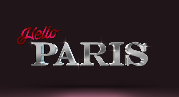 Hello Paris 3D Text Style Effect Mockup Template