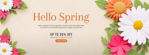 PSD hello spring social media cover design template