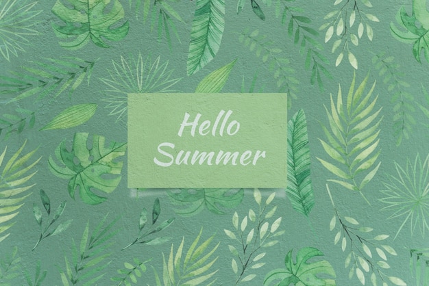 Hello summer card mockup with nature concept