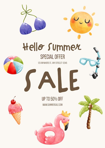 hello summer summer sale template