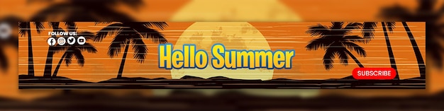 hello summer youtube banner or web banner template