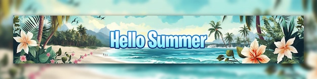 hello summer youtube banner or web banner template