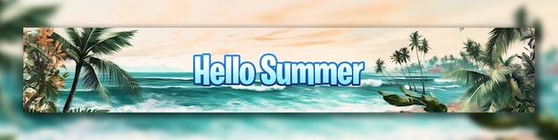 hello summer youtube banner or web banner template