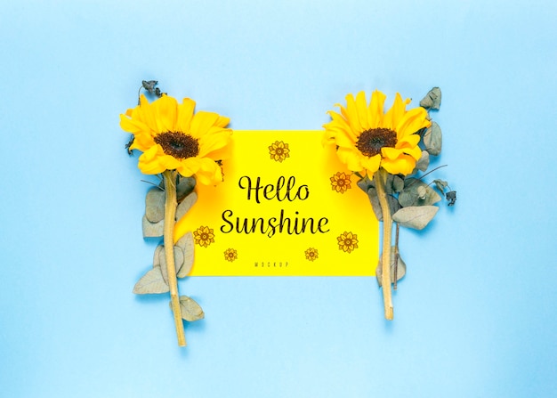 PSD hello sunshine mock-up floral design