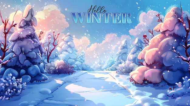 PSD hello winter background with snowflakes