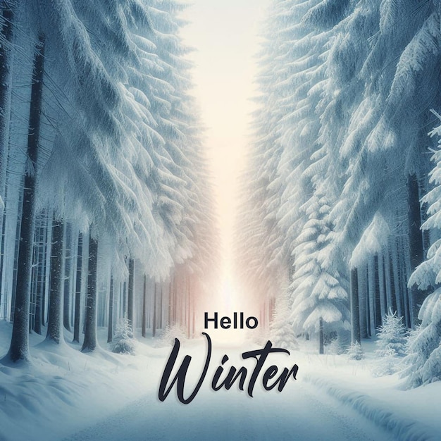 Hello Winter Background with Text