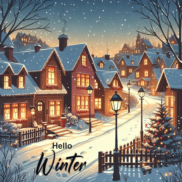 Hello Winter Background with Text