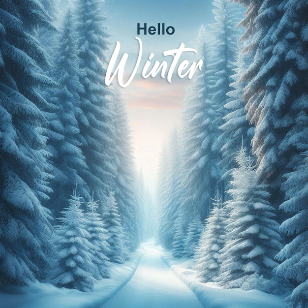 Hello Winter Minimal Theme with text