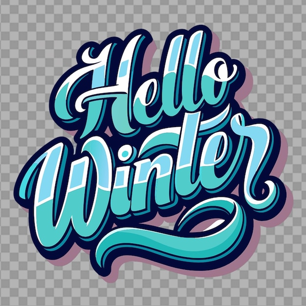 PSD hello winter text on transparent background