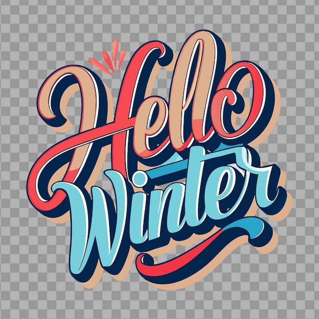 PSD hello winter text on transparent background