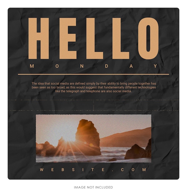 Hello with black texture social media post banner template