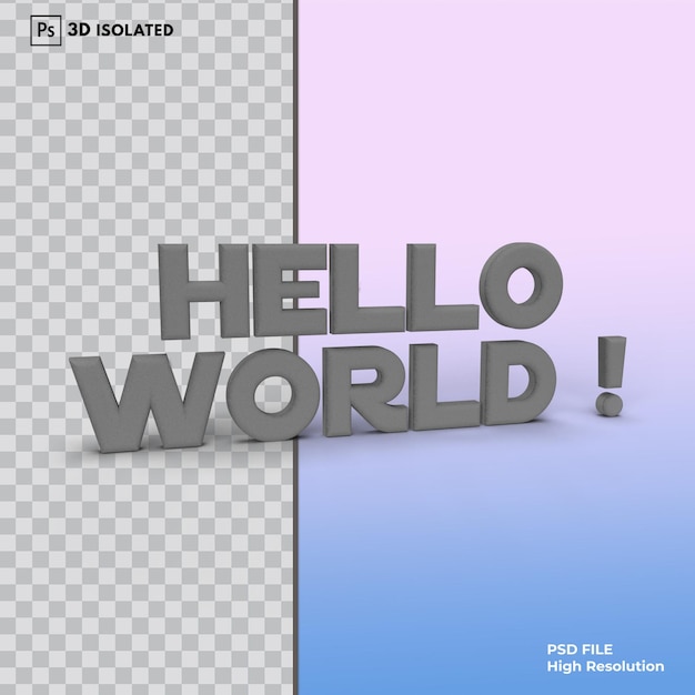 Hello world lettering 3d render isolated Premium