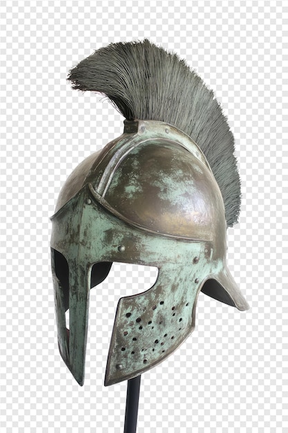 a helmet with a feather on it