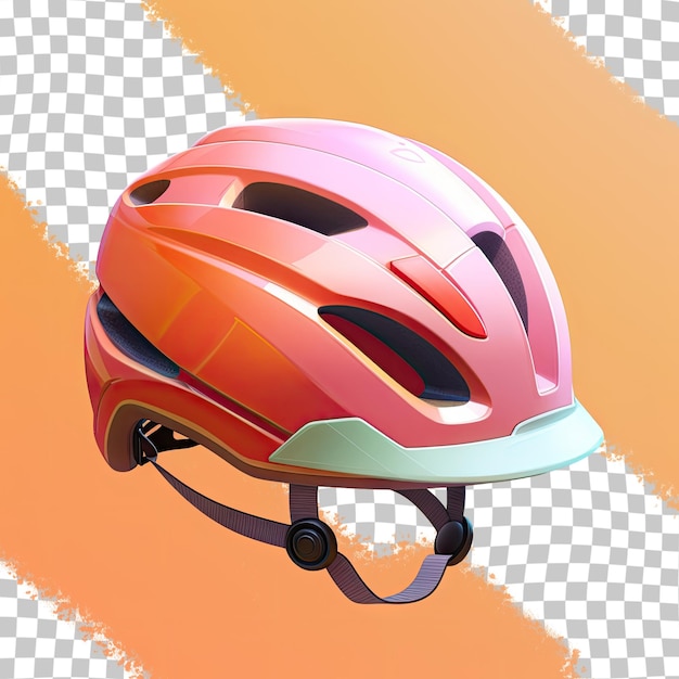 a helmet with a red helmet on it that has a blue and orange background.