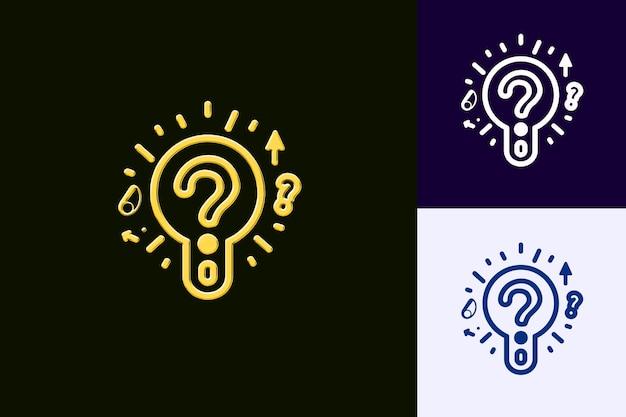 Help Icon With a Question Mark Outline and a Small Exclamati Abstract Minimalist Icon Designs