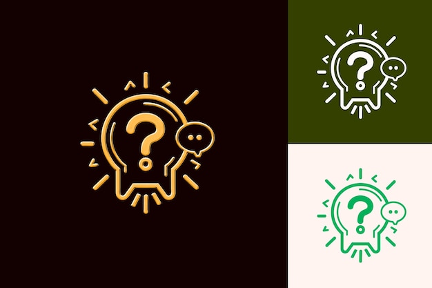 Help Icon With a Question Mark Outline and a Small Exclamati Abstract Minimalist Icon Designs