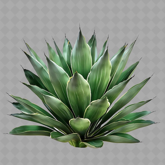 Henequen Agave With Large Spiky Leaves Short Plant and With PNG Tree Image on Clean Background