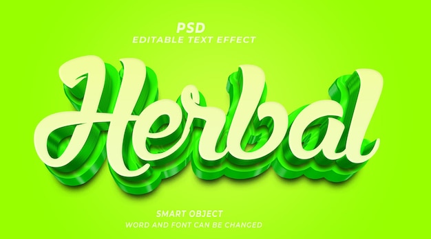 Herbal 3d Editable PSD Text Effect With Cute Background