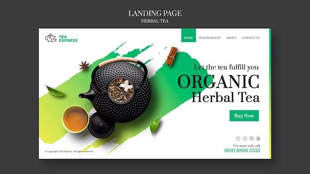 PSD herbal tea landing page