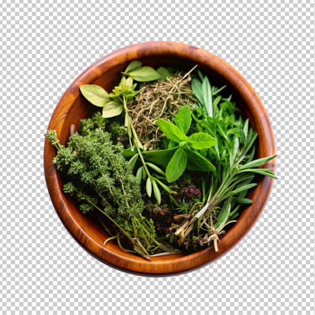 PSD herbs on bowl transparent background